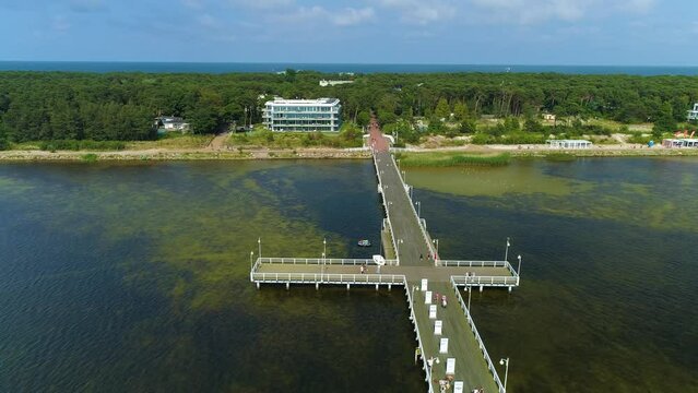 Pier Over The Bay Jurata Molo Zatoka Aerial View Poland