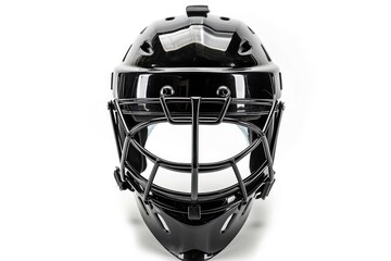Hockey Helmet Equipment. Black Ice Hockey Helmet with Visor, Isolated on White Background. Gear for Protecting and Ensuring Safety
