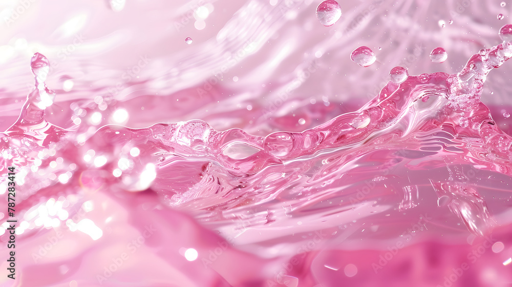 Poster abstract summer banner background transparent pink clear water surface texture with ripples splashes
