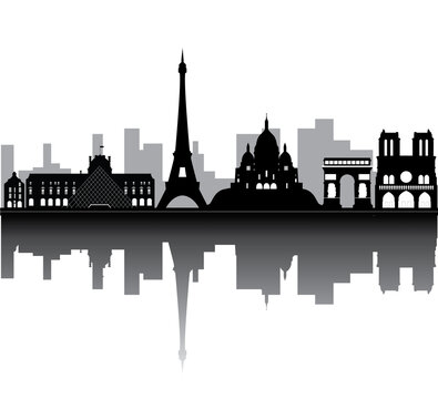 paris city skyline transparent background