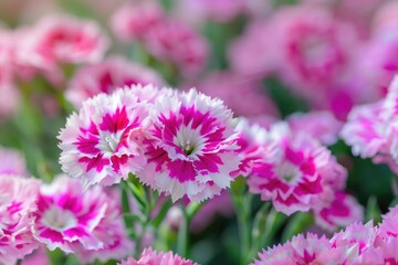 Closeup of Colorful Dianthus Flower as a Beautiful Summer Floral Garden Background