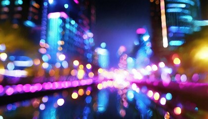 Fototapeta na wymiar City Magic: Abstract Blur of Bokeh Lights in the Night Skyline