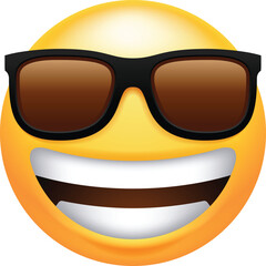 Cool Emoji With Big Smile And Sunglasses Icon