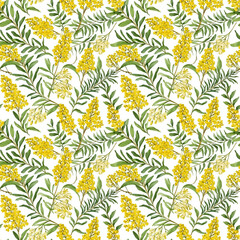 Seamless natural plant pattern with leaves
