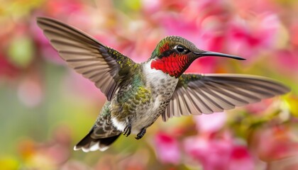 Fototapeta premium Graceful and energetic hummingbirds in flight, aiming towards nectar filled blossoms