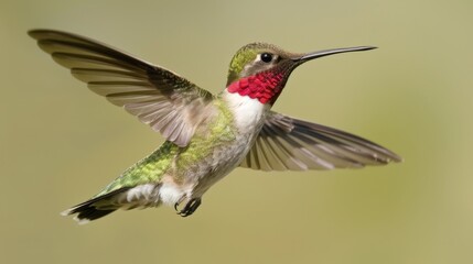 Fototapeta premium Colorful hummingbirds gracefully flying towards blooming flowers for sweet nectar
