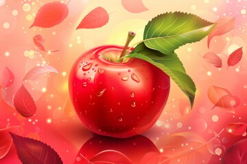 Red apple fresh ripe fruit food web banner for design and organic healthy eating concept