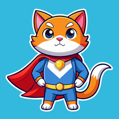 Cat dressed as a superhero, with a cape billowing in the wind and a determined expression on its face