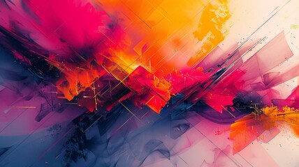 Abstract shapes and lines in a bright palette convey the optimistic essence of technology on this thought-provoking background - obrazy, fototapety, plakaty