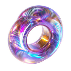 Holograph 3d glossy rainbow donut  - obrazy, fototapety, plakaty
