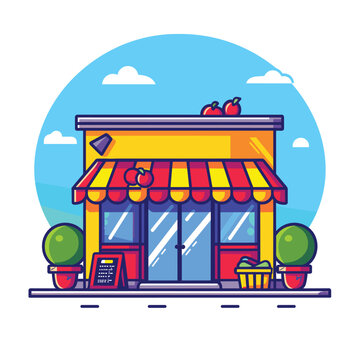 recommend clip art: Cute store flat vector cartoon illustration