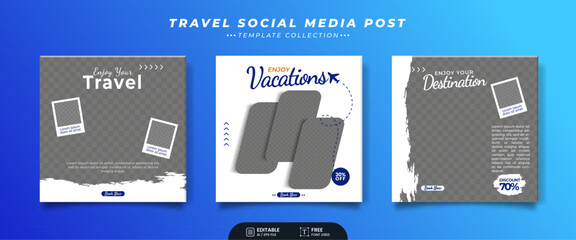 Editable template post for social media. Template for Instagram post, Facebook post, for corporate, company, tour tourism, advertisement, and business promotion. Vector illustration with photo college