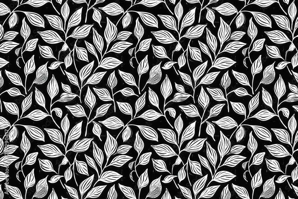 Poster toile pattern tapestry. linocut print. monochrome botanical pattern background. created with generat