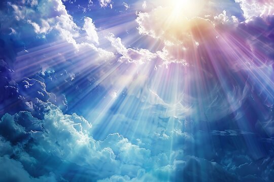 Divine presence. gods illuminating light blessing the world with grace and love