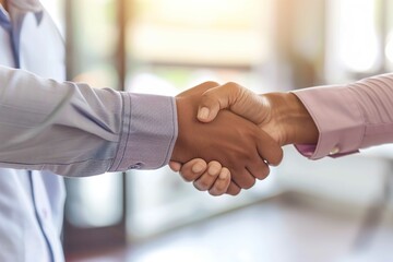 Business handshake over the table in office, blurred background with copy space for text stock photo contest winner