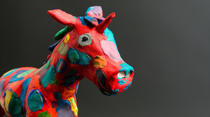 Cavalo colorido feito de massinha de modelar - obrazy, fototapety, plakaty