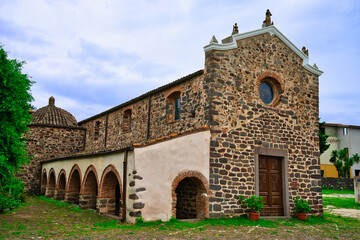 Saint Antonio Abate church built with volcanic stone between the 14th and 15th centuries in the village of Orosei (Sardinia-Italy)