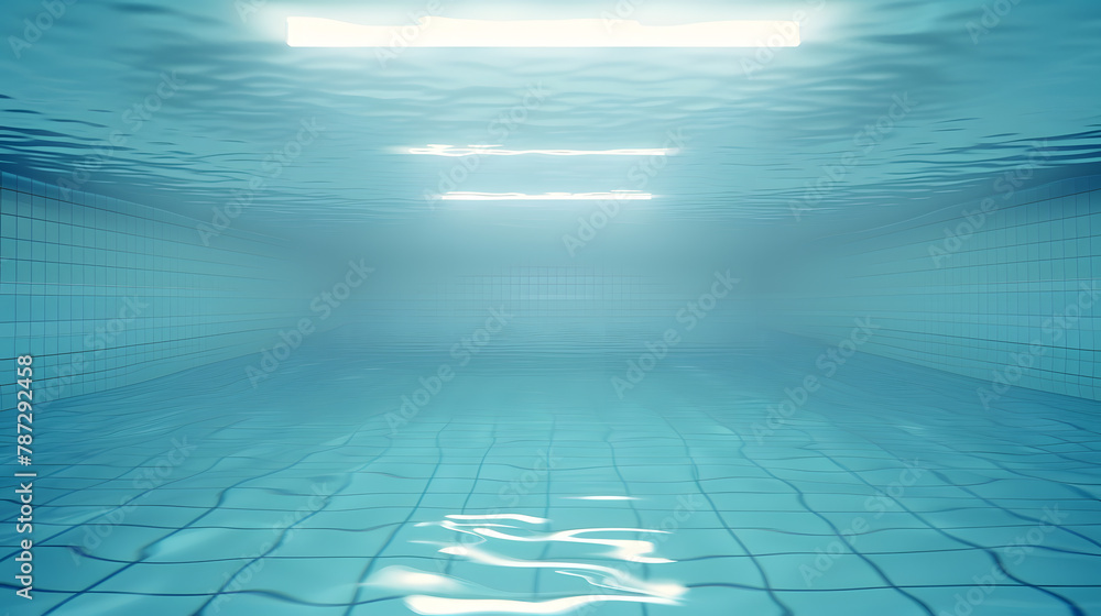Poster Underwater empty swimming pool background with copy space : Generative AI