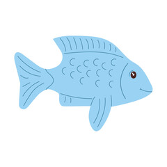 Vector illustration of cute doodle baby fish