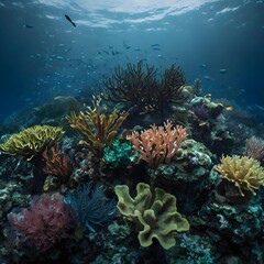 Naklejka na ściany i meble Plants in the deep sea, world ocean day concept