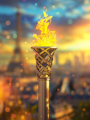 Olympic Games in Paris, Olympic torch with Eiffel Tower - 787294008