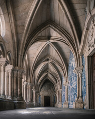 Interior of Porto Cathedral with blue tiles (Azulejos)