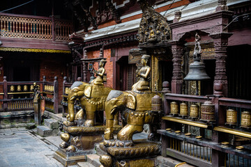 views of Hiranya Varna Mahavihar temple in kathmandu - 787294299