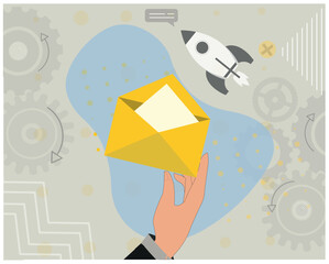 business concept illustration, vector illustration e mail, communication, newsletter, contact, creative concept web banner