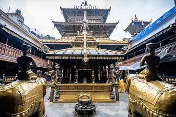 views of Hiranya Varna Mahavihar temple in kathmandu - 787294431