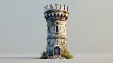 a tower with a door and a tower with a tower on top