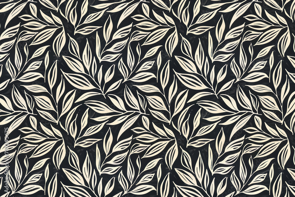 Poster toile pattern tapestry. linocut print. monochrome botanical pattern background. created with generat
