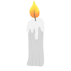 burning candle light illustration flat style vector isolated on white and transparent background