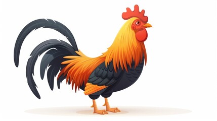Fototapeta premium a cartoon rooster standing on a white background