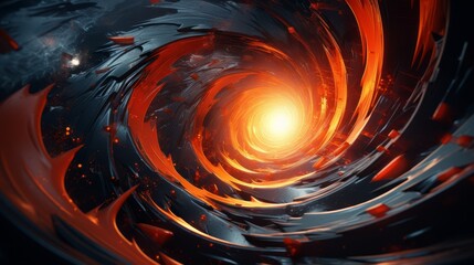 Abstract 3D geometric storm with swirling shapes in a high-tech atmosphere