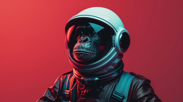 a monkey in a space suit with a helmet