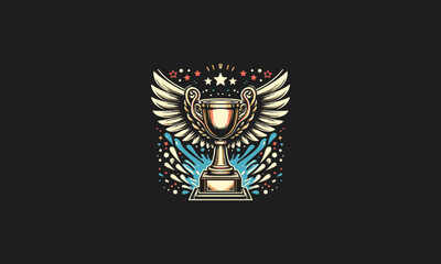 Obraz premium trophy with wings vector illustration flat design