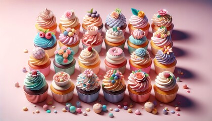Obraz na płótnie Canvas 3D Image of Cupcakes