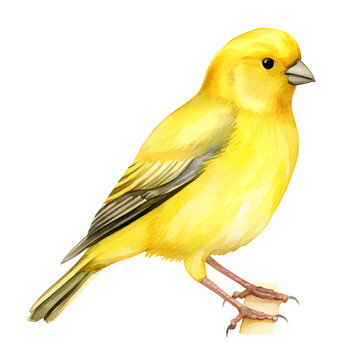 yellow canary bird watercolor portrait clip art preview