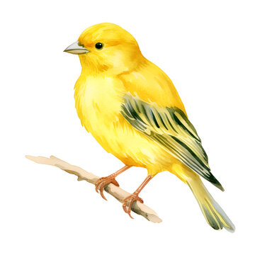 yellow bird perched on branch clip art preview