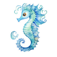 Obraz premium cute seahorse fish watercolor style, illustration.