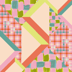 Naklejka premium seamless pattern print abstract geometric check patchwork