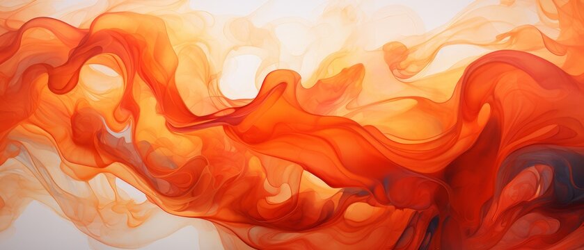 Abstract fluid dynamics with glowing lava-like flows in vivid orange and red