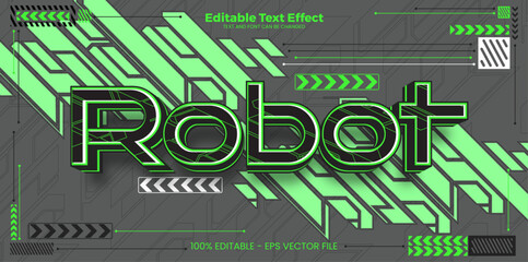 Robot editable text effect in modern cyber trend style - obrazy, fototapety, plakaty