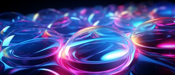 Obraz premium Bright neon lights abstract pattern with overlapping circles and glowing effects