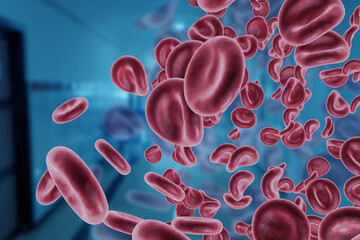 Red blood cells in vein. 3d illustration