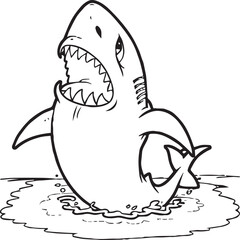 Funny shark coloring pages. Shark outline for coloring book