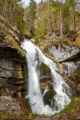 Majestic Waterfall Cascading Through the Forest in Berchtesgaden, Bavaria (Schrainbachfall)