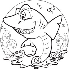 Funny shark coloring pages. Shark outline for coloring book