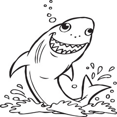 Funny shark coloring pages. Shark outline for coloring book