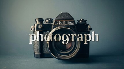 a camera with the word photography written on it - obrazy, fototapety, plakaty